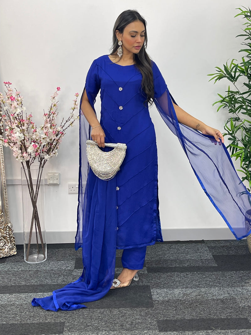 Floor Length Sleeves - Blue - T