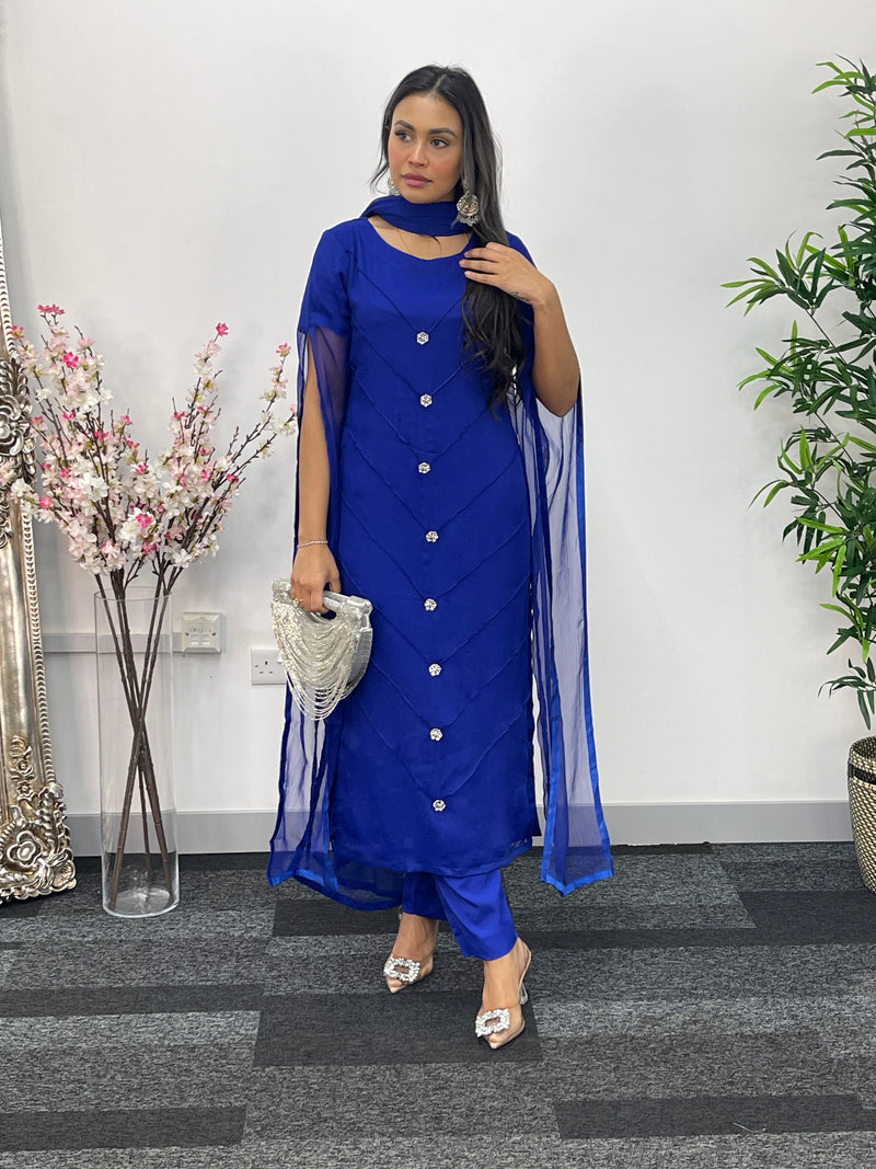 Floor Length Sleeves - Blue - T