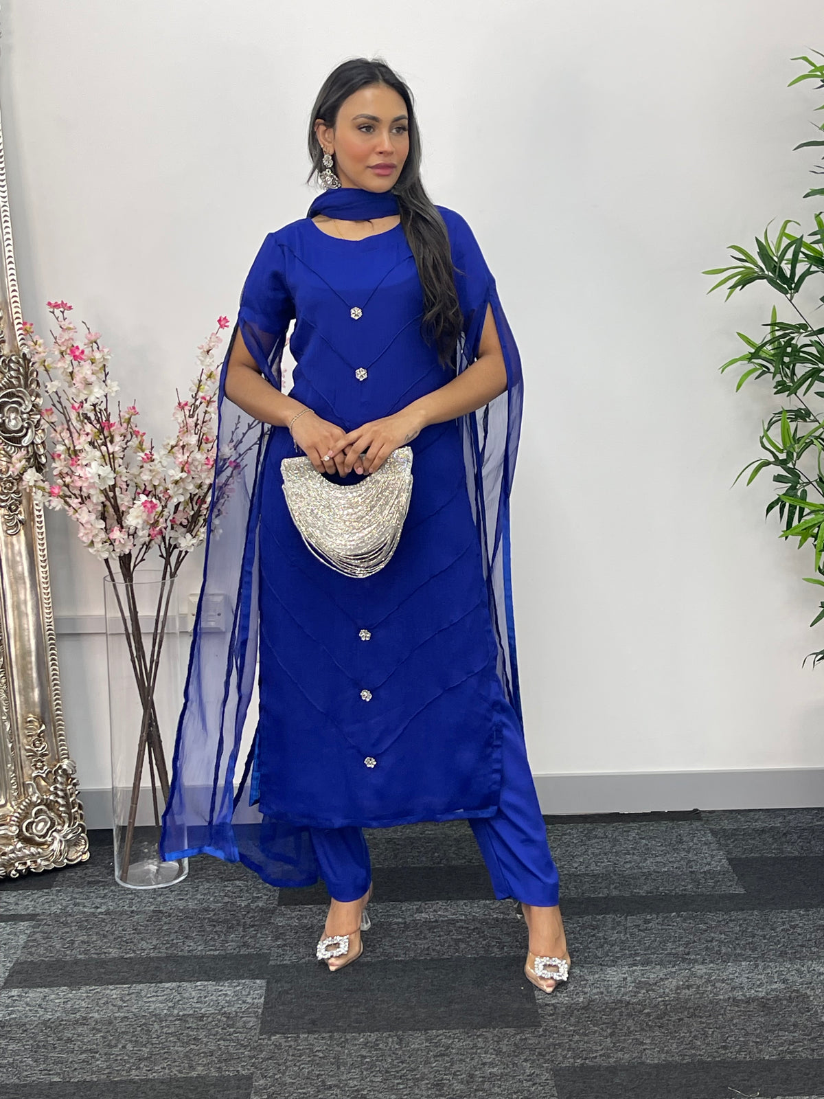 Floor Length Sleeves - Blue - T