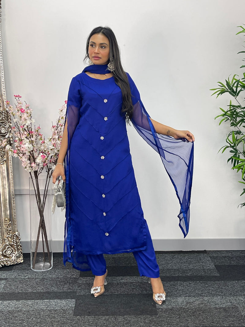 Floor Length Sleeves - Blue - T