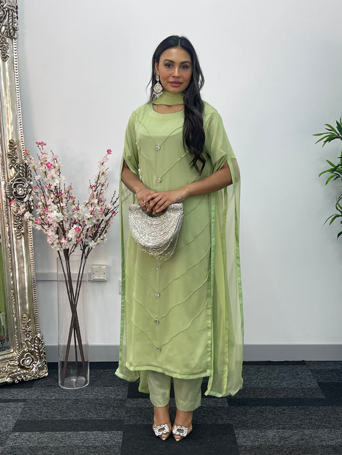 Floor Length Sleeves - Green