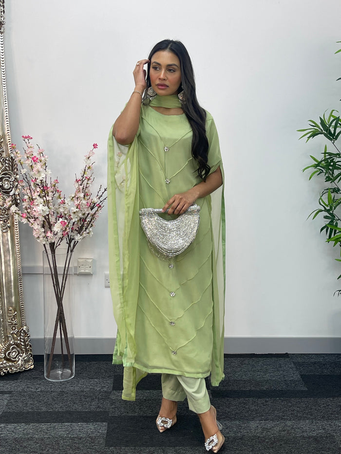 Floor Length Sleeves - Green