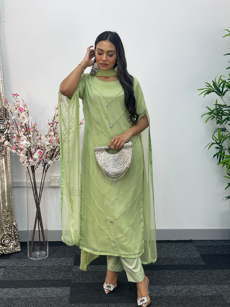 Floor Length Sleeves - Green