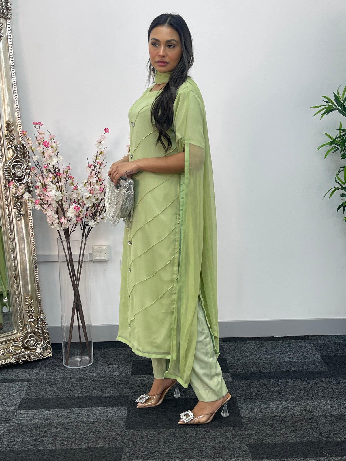 Floor Length Sleeves - Green