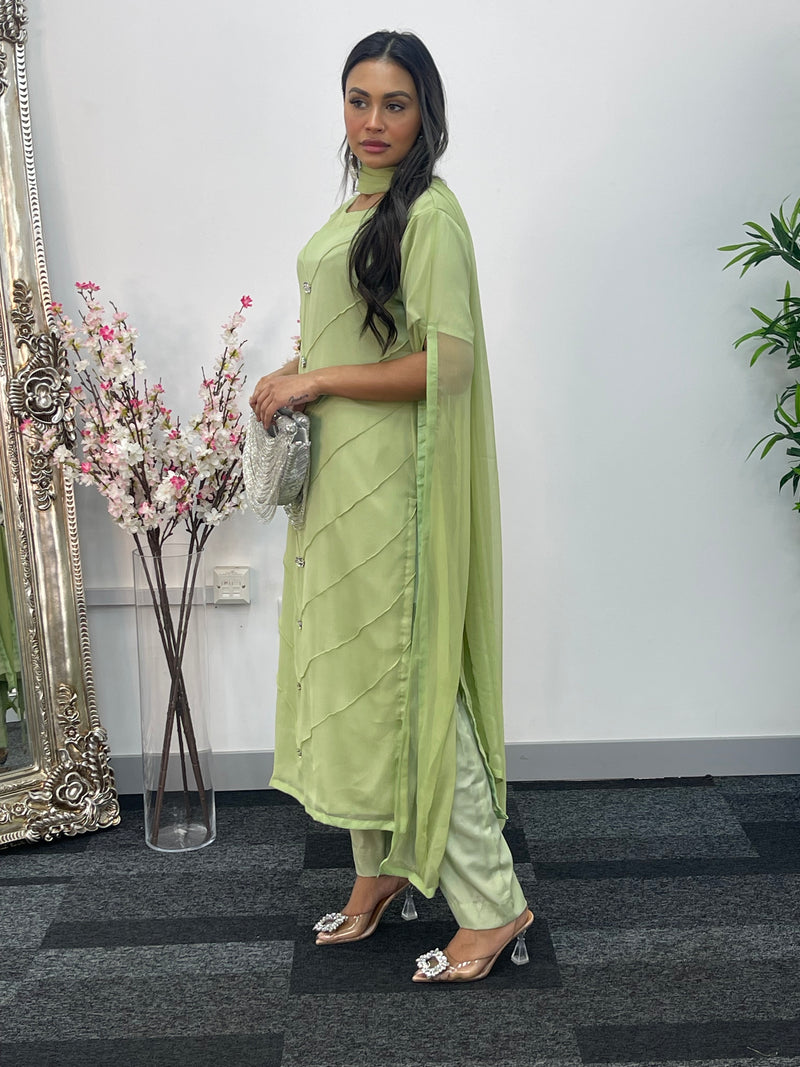 Floor Length Sleeves - Green
