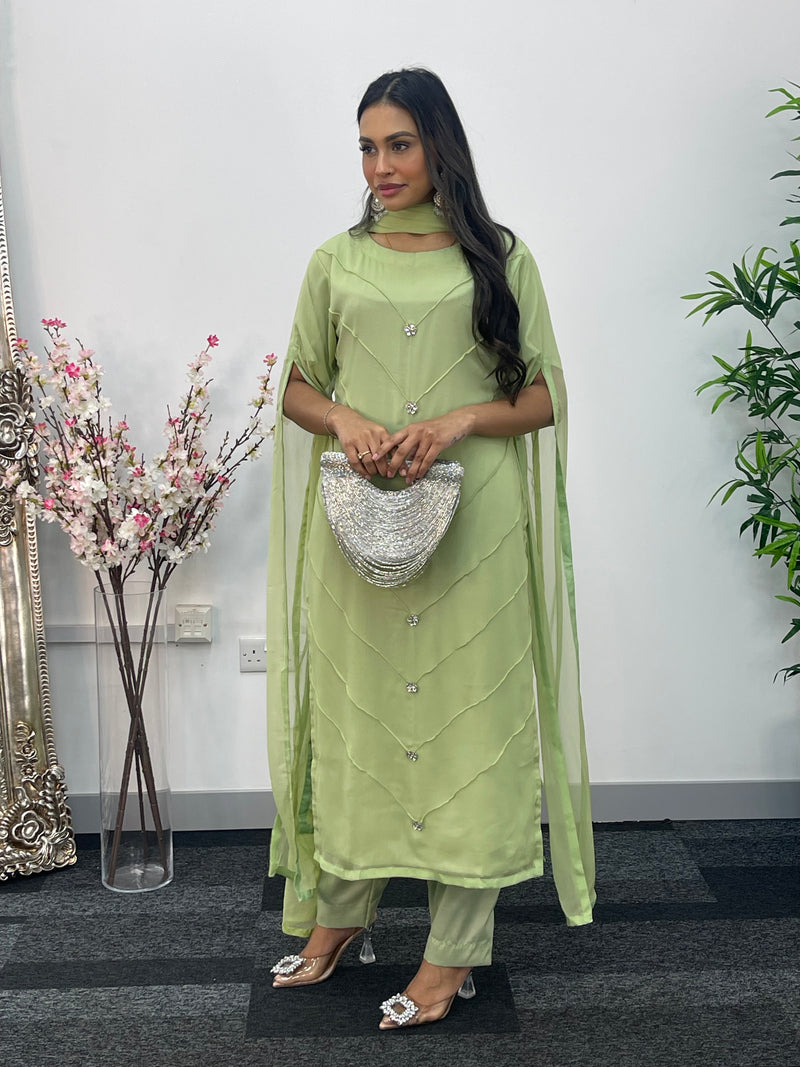 Floor Length Sleeves - Green