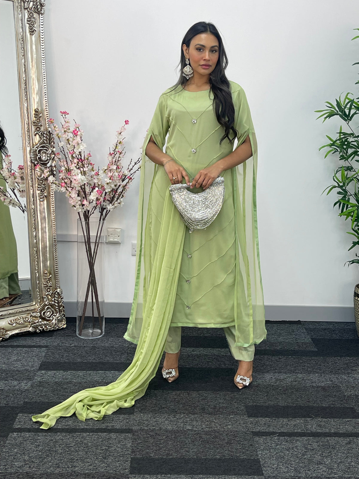 Floor Length Sleeves - Green