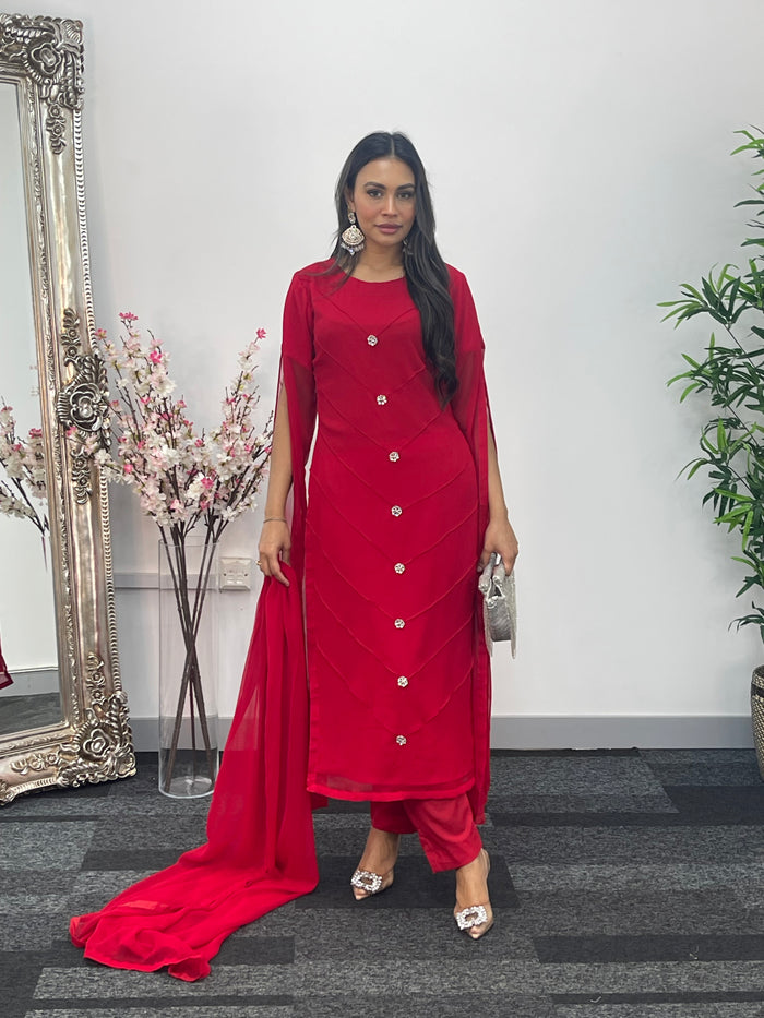 Floor Length Sleeves - Red - T
