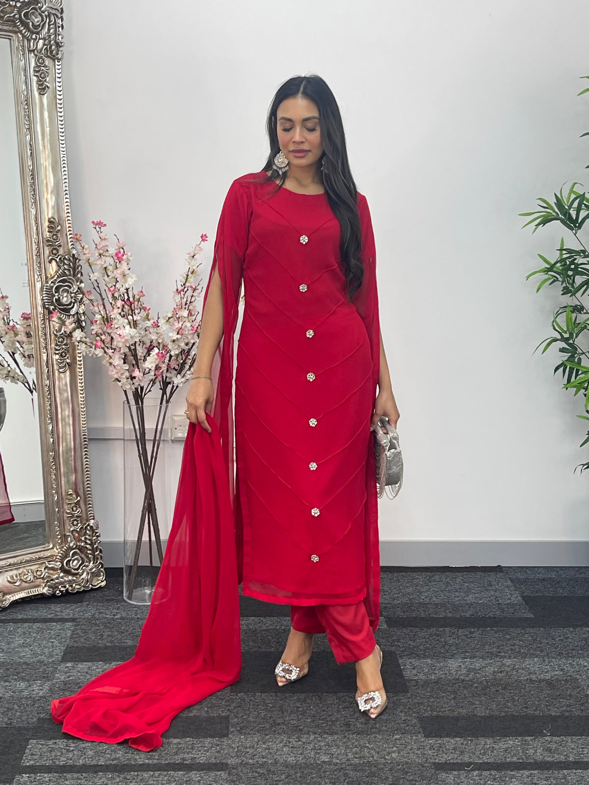 Floor Length Sleeves - Red - T