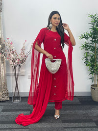 Floor Length Sleeves - Red - T