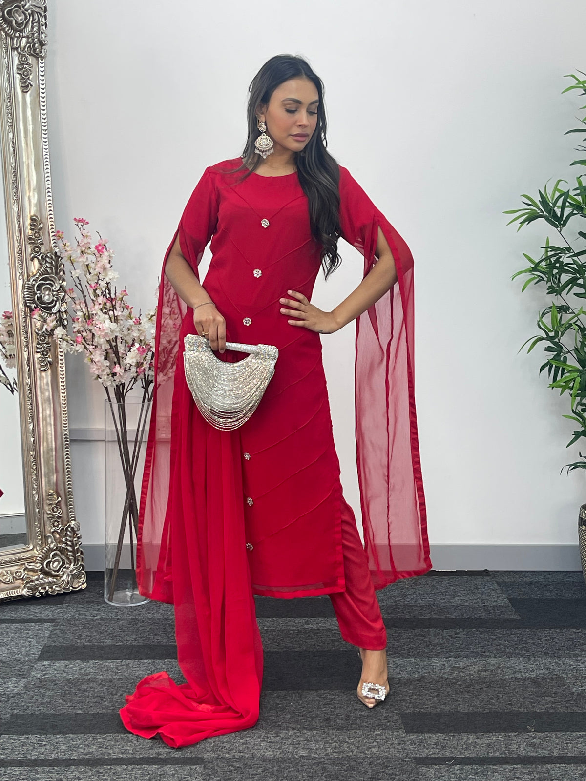Floor Length Sleeves - Red - T