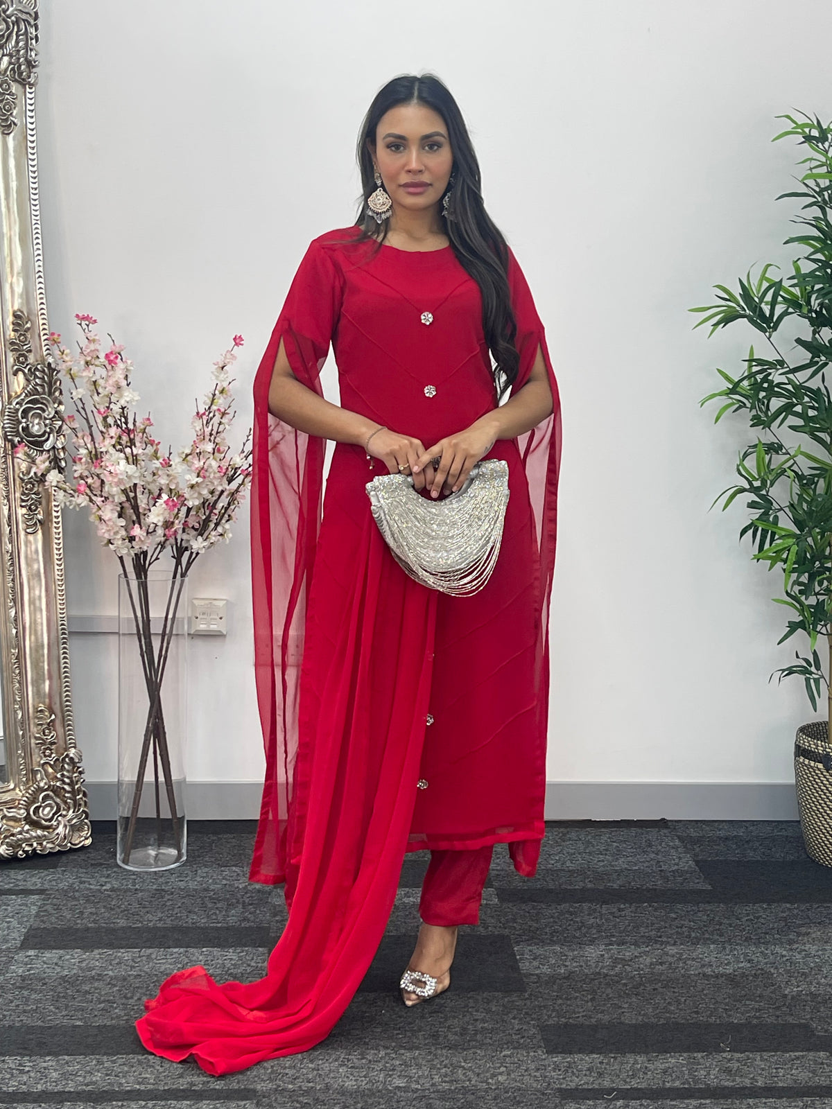 Floor Length Sleeves - Red - T