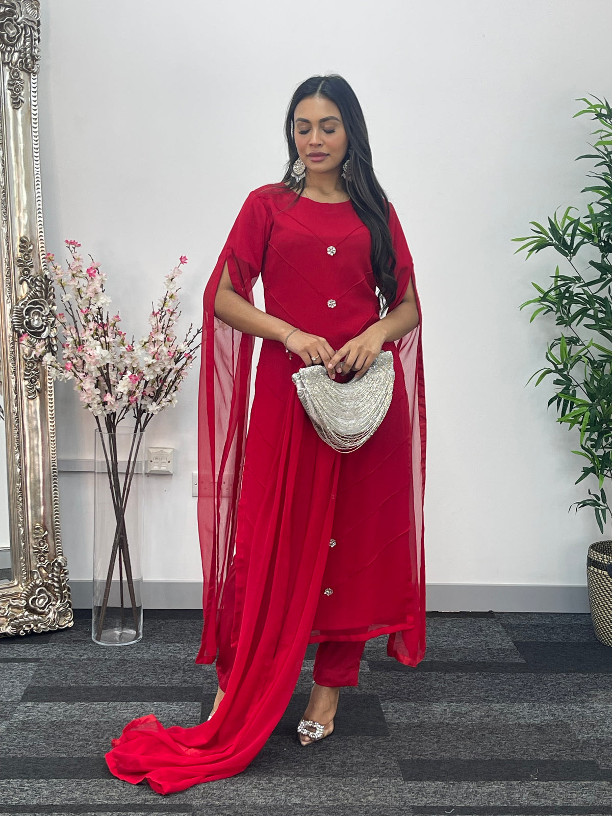 Floor Length Sleeves - Red - T