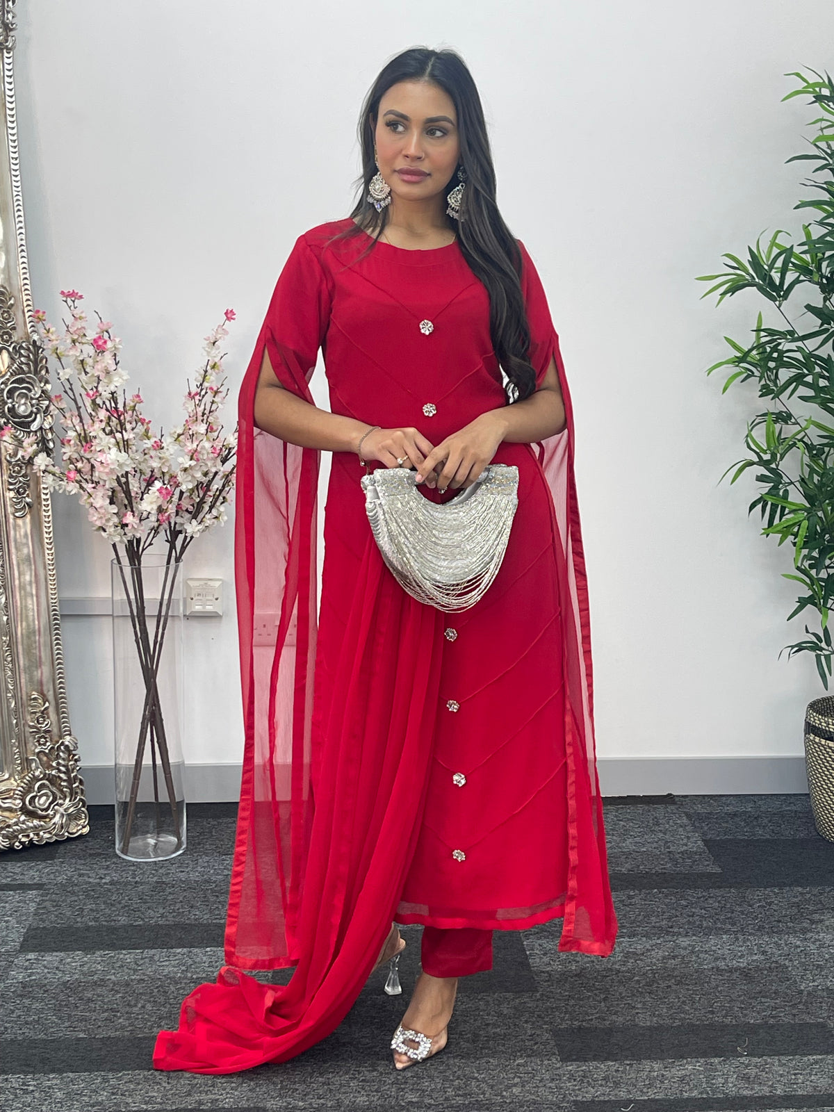 Floor Length Sleeves - Red - T