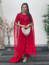 Floor Length Sleeves - Red - T
