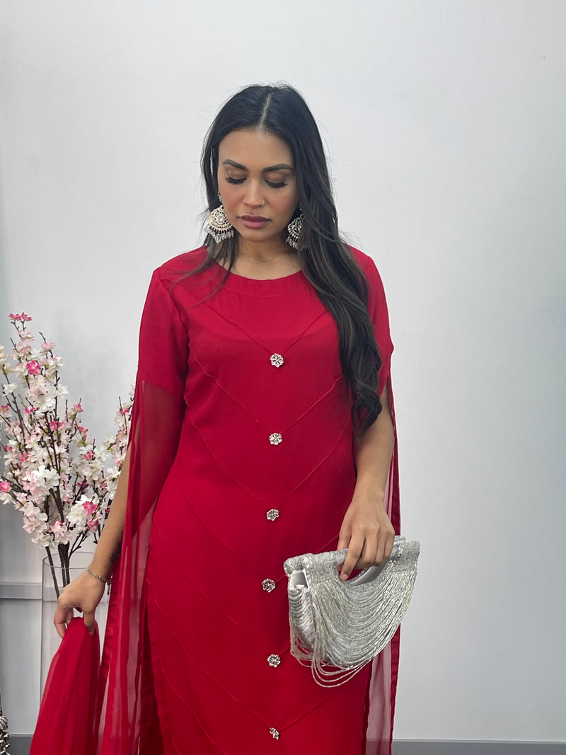 Floor Length Sleeves - Red - T
