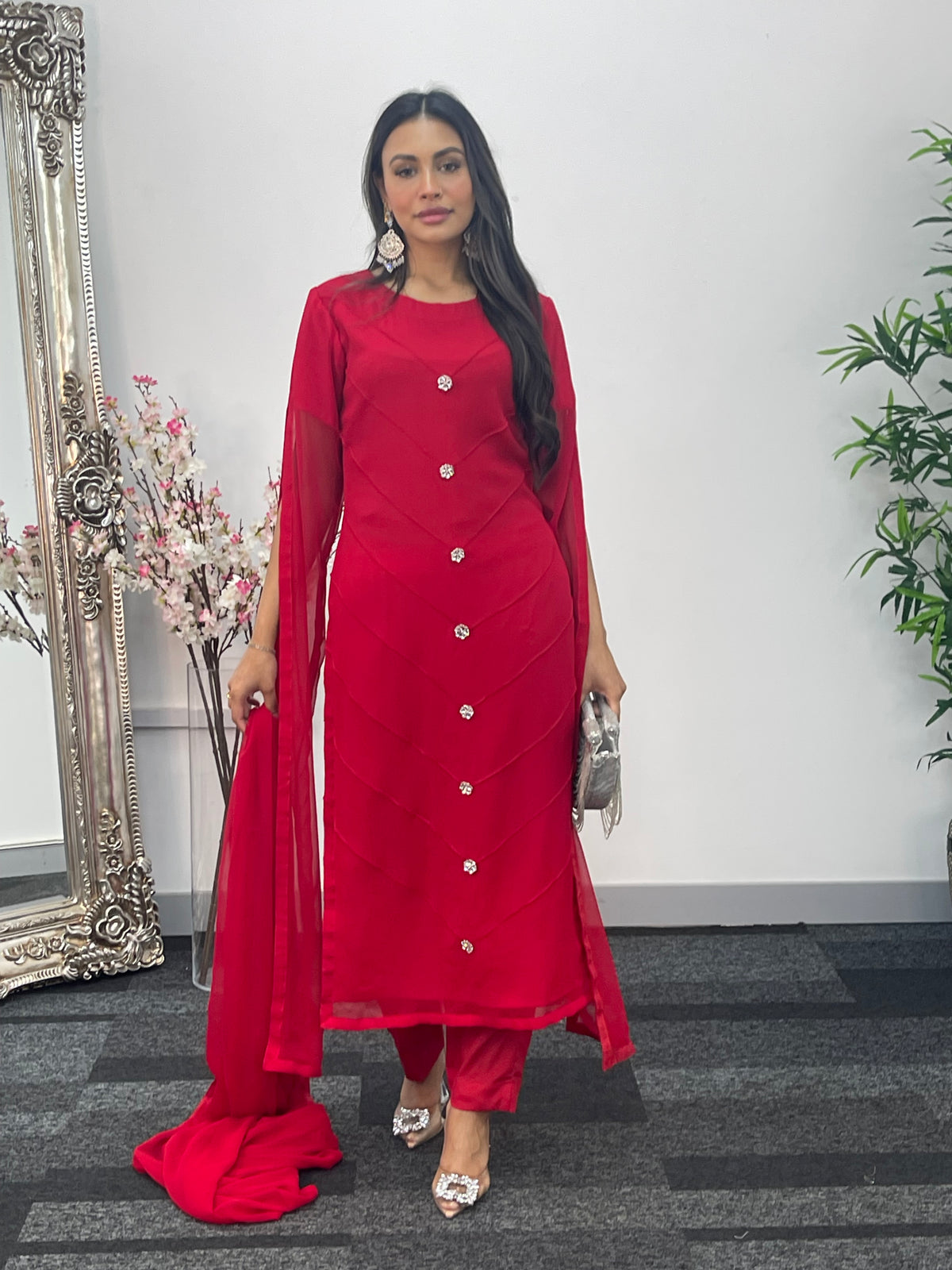 Floor Length Sleeves - Red - T