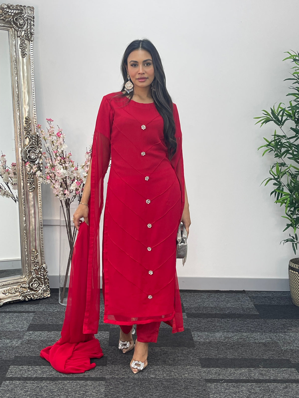 Floor Length Sleeves - Red - T