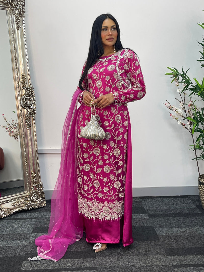 Rose Crush Maxi - Hot Pink cutdana - D