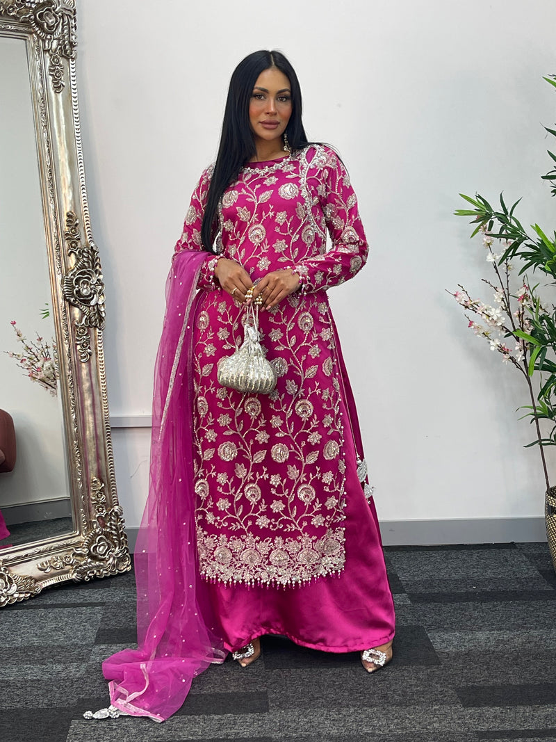 Rose Crush Maxi - Hot Pink cutdana - D