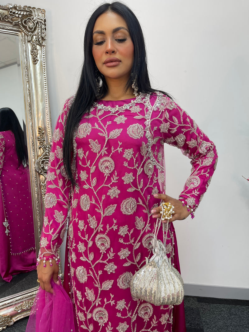 Rose Crush Maxi - Hot Pink cutdana - D