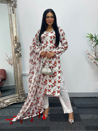 Gulaab Phool - swiss lawn - Chikankaari - T
