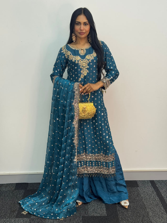 Parwana - Teal - Cutdana