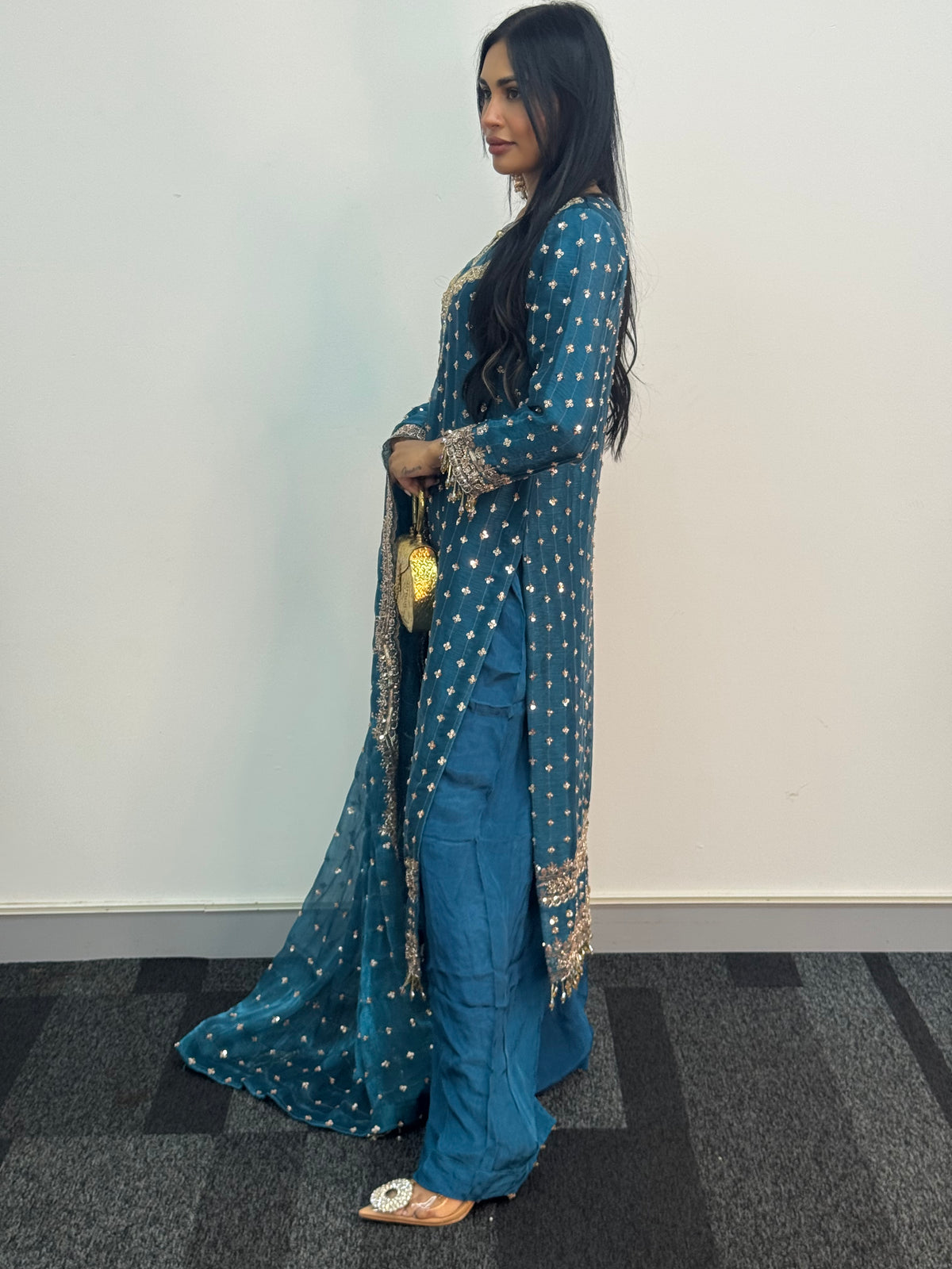 Parwana - Teal - Cutdana