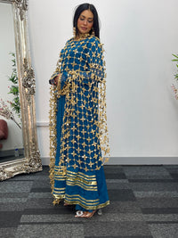 Preorder 4-5 weeks - Posheeda Sheesh Dupatta with MAXI DRESS- Poshida Mirror Dupata -