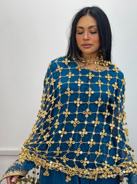 Preorder 4-5 weeks - Posheeda Sheesh Dupatta with MAXI DRESS- Poshida Mirror Dupata -