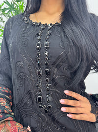 Maria B Luxury Velvet - Black Red -