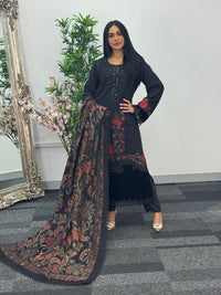 Maria B Luxury Velvet - Black Red -