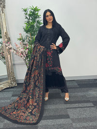 Maria B Luxury Velvet - Black Red -