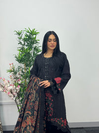 Maria B Luxury Velvet - Black Red -