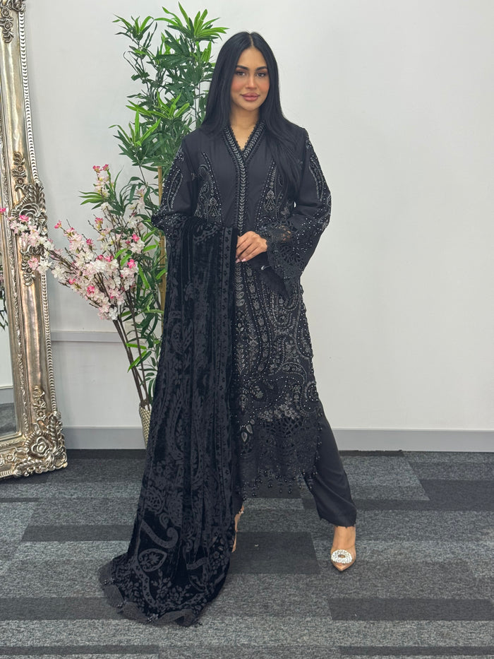 Maria B Luxury Velvet - Black -