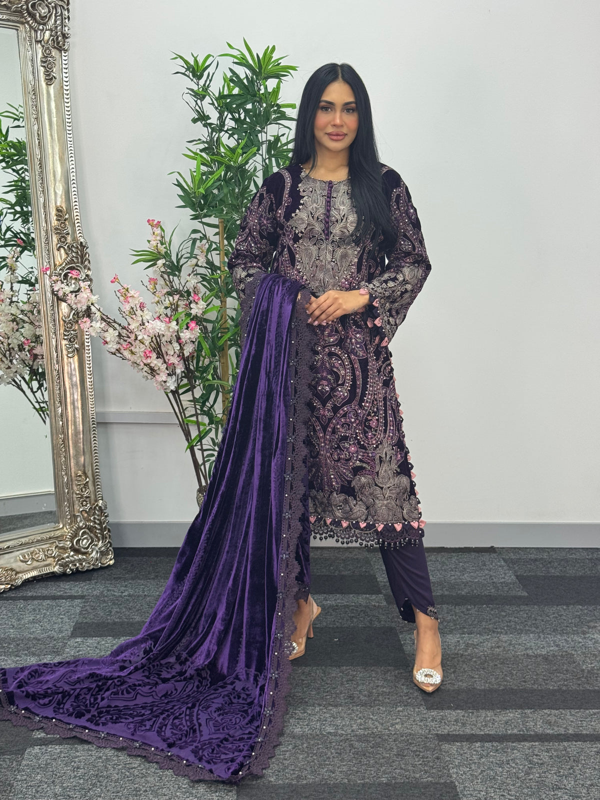 Maria B Luxury Velvet - Purple-