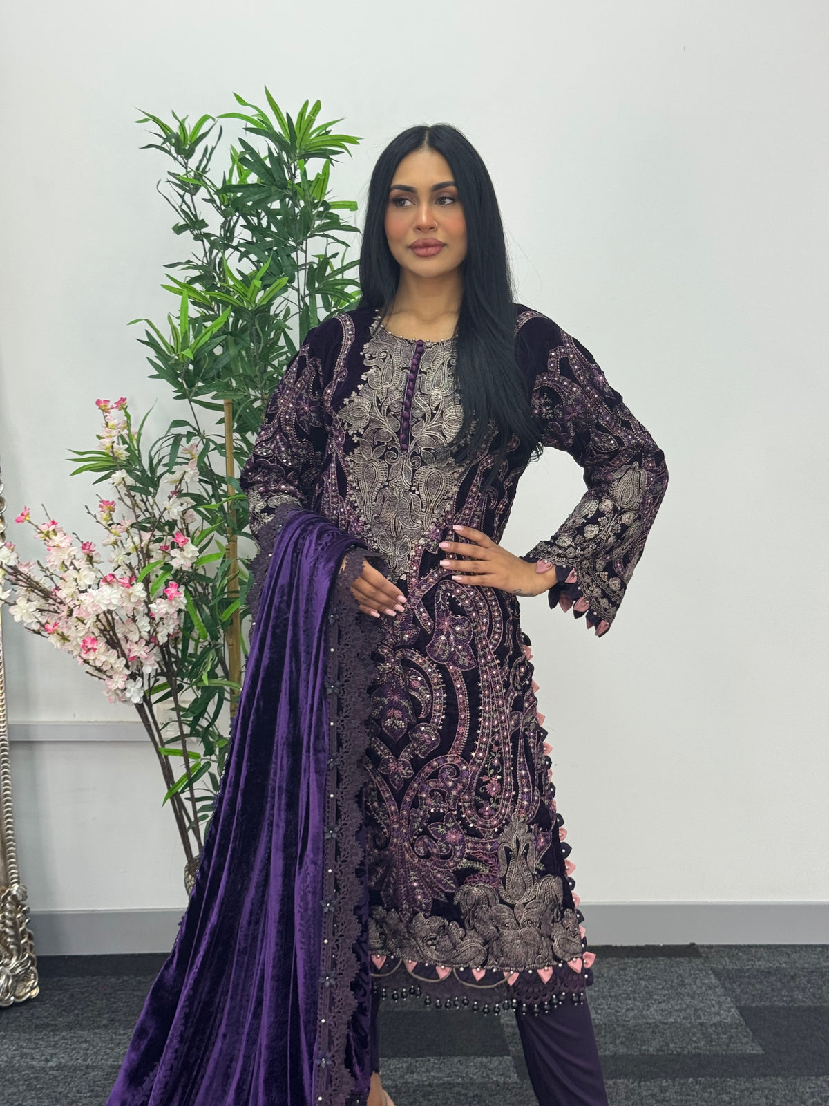 Maria B Luxury Velvet - Purple-