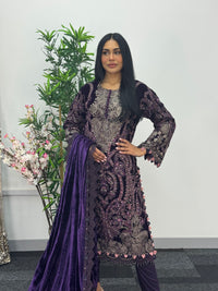 Maria B Luxury Velvet - Purple-