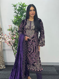 Maria B Luxury Velvet - Purple-