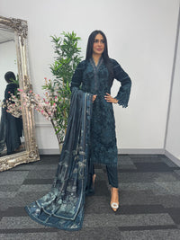 Maria B Luxury Velvet - Teal Blue -