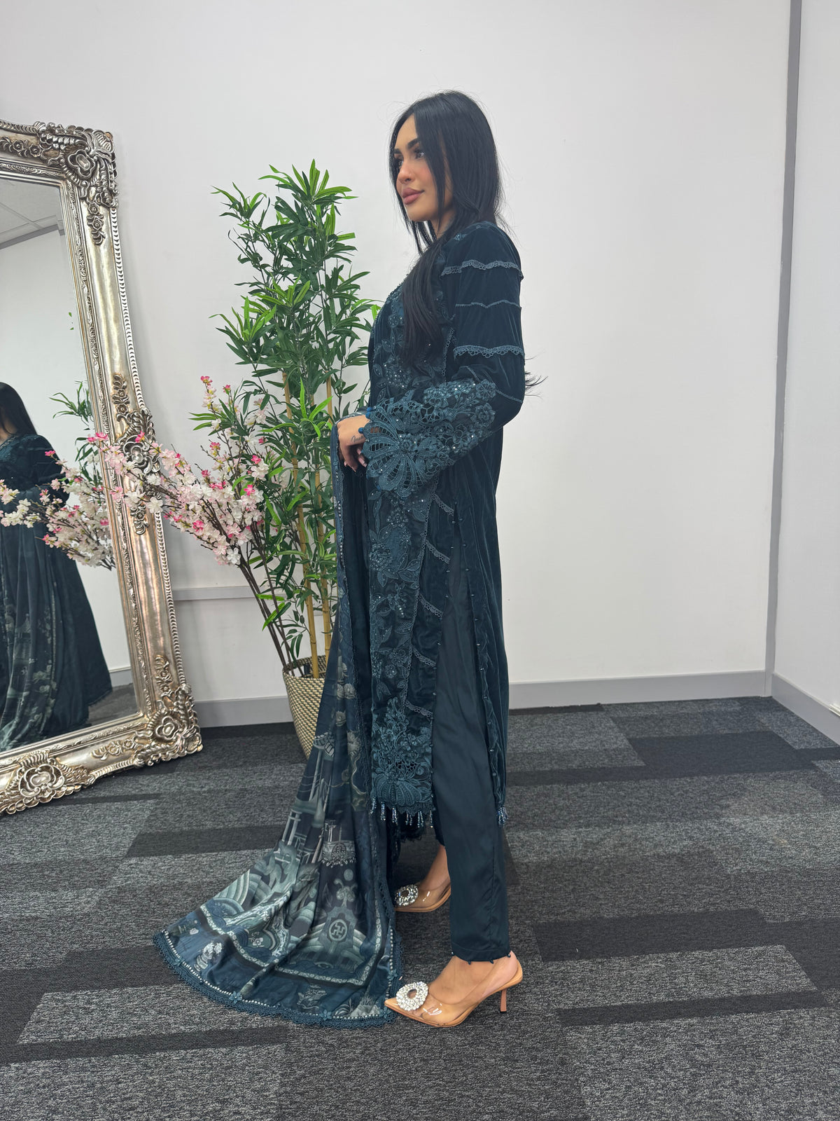 Maria B Luxury Velvet - Teal Blue -