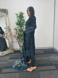 Maria B Luxury Velvet - Teal Blue -