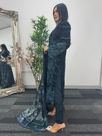 Maria B Luxury Velvet - Teal Blue -