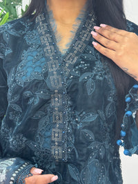 Maria B Luxury Velvet - Teal Blue -