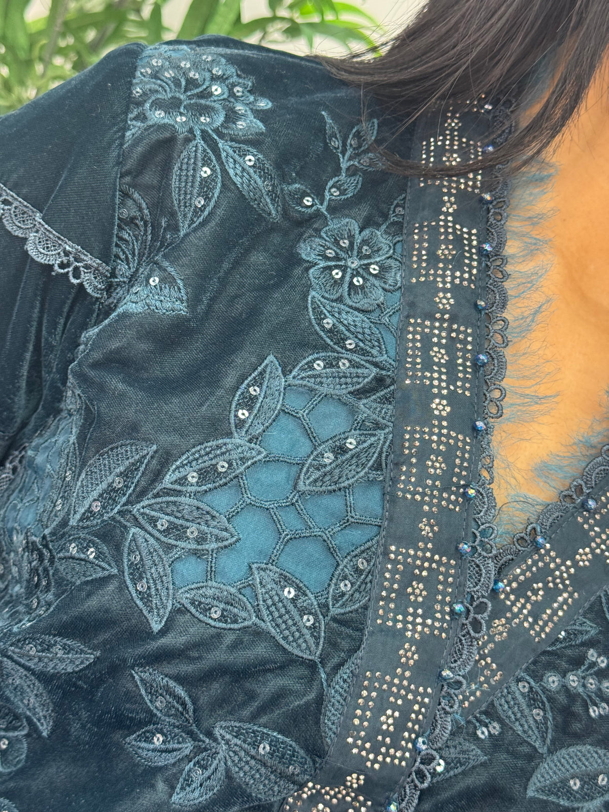 Maria B Luxury Velvet - Teal Blue -