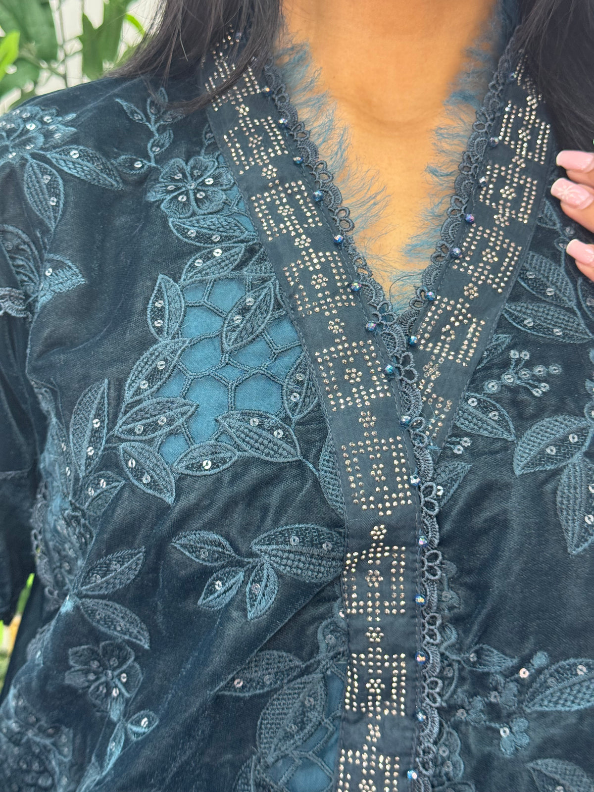 Maria B Luxury Velvet - Teal Blue -