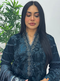 Maria B Luxury Velvet - Teal Blue -