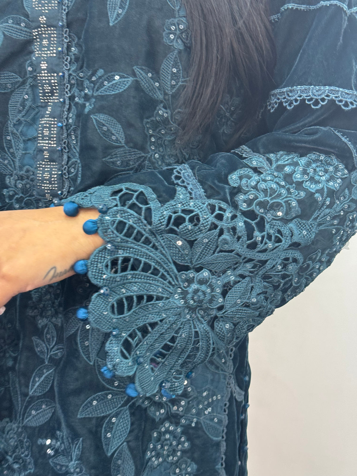 Maria B Luxury Velvet - Teal Blue -