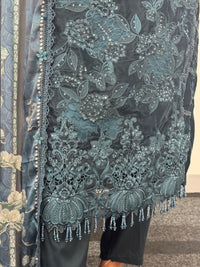 Maria B Luxury Velvet - Teal Blue -