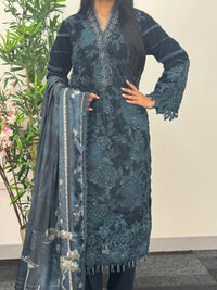 Maria B Luxury Velvet - Teal Blue -